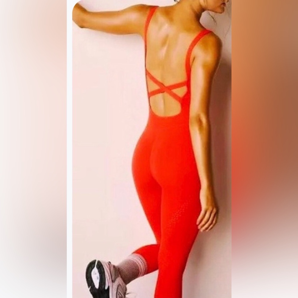 Free People Red Good Karma Onesie